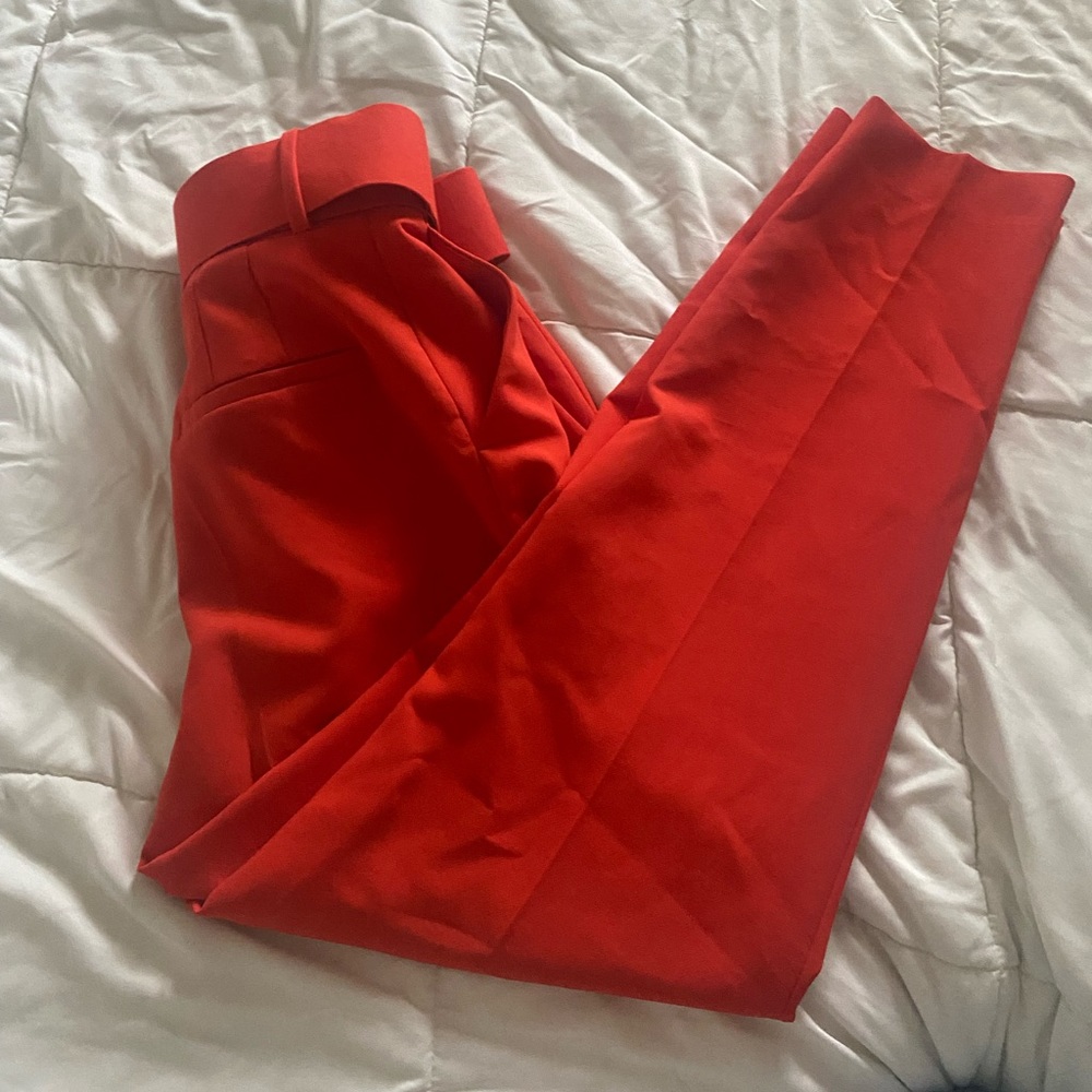 Red , belted Zara pants size Small